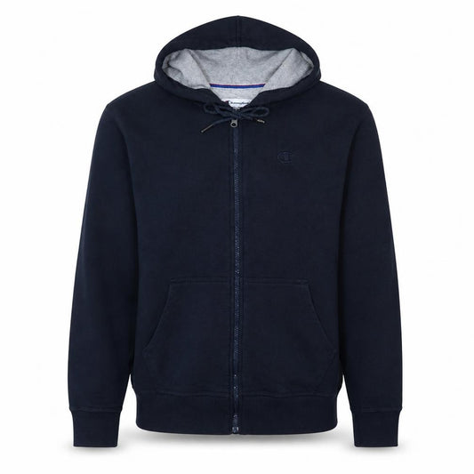 Front view of Champion Men's Blue Full Zip Hoodie Small Regular Fit