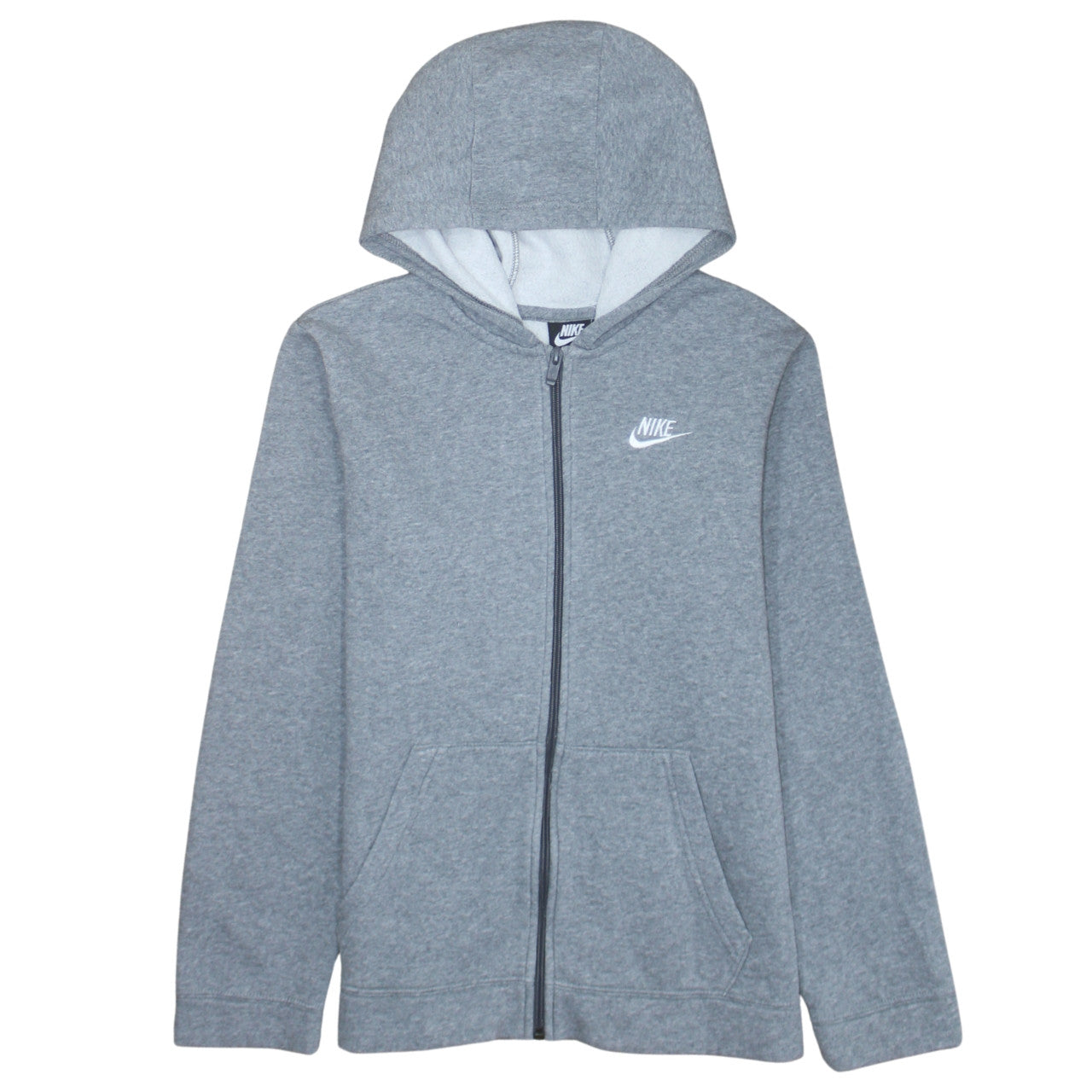 Nike Boys Grey Full Zip Hoodie XL Standard Fit Fleece Lined