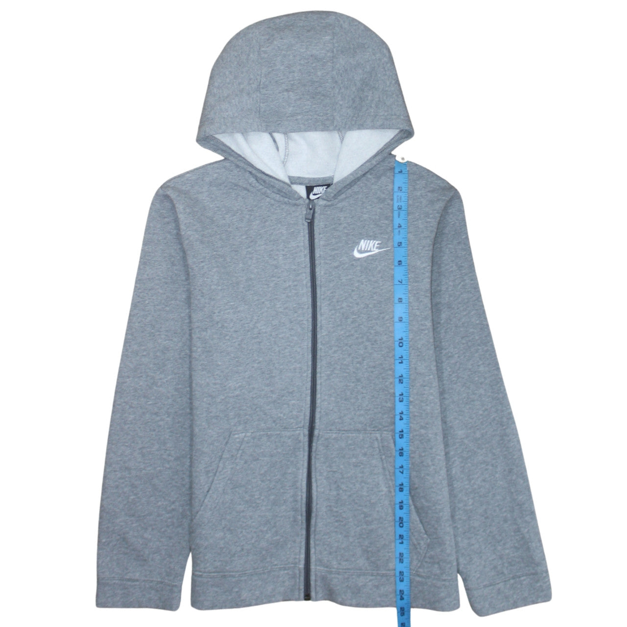 Nike Boys Grey Full Zip Hoodie XL Standard Fit Fleece Lined