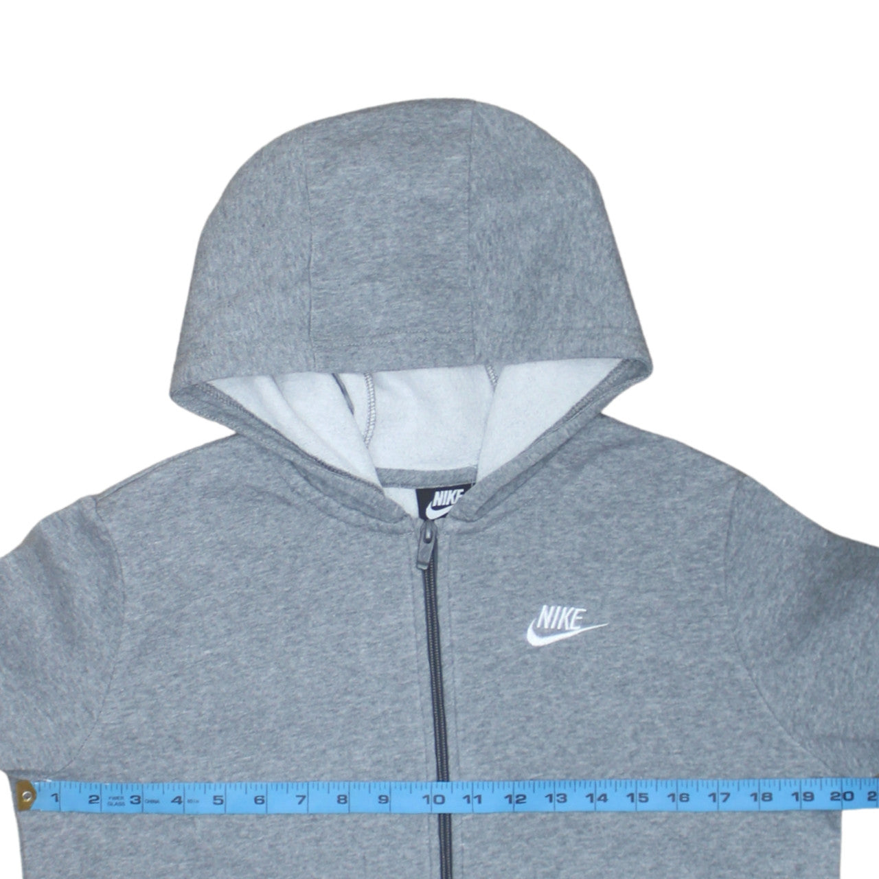 Nike Boys Grey Full Zip Hoodie XL Standard Fit Fleece Lined
