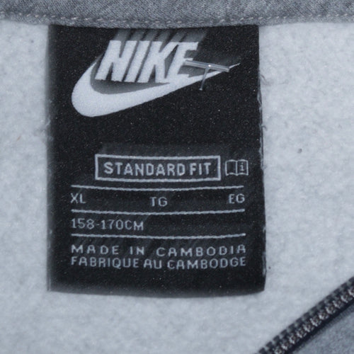 Nike Boys Grey Full Zip Hoodie XL Standard Fit Fleece Lined