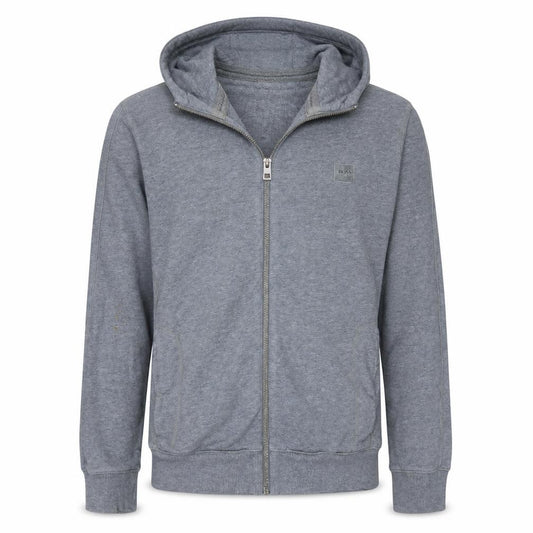 Front view of Hugo Boss Men's Grey Full Zip Hoodie, size S