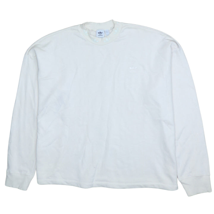 Adidas Women White Crew Neck Long Sleeve Pullover Sweatshirt Size 20