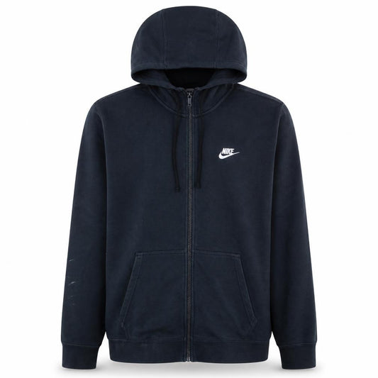 Front view of Nike Men's Black Full Zip Hoodie L Cotton Blend Sportswear