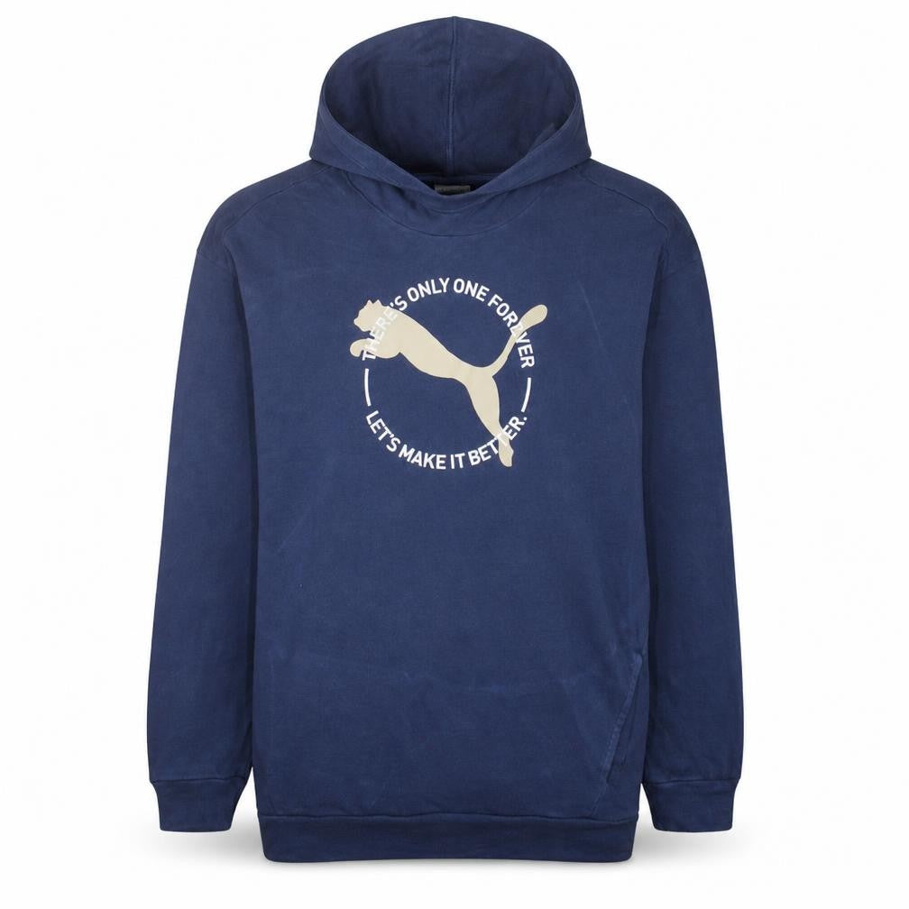 Front view of Puma Women's Navy Blue Pullover Hoodie XXL Relaxed Fit Cotton
