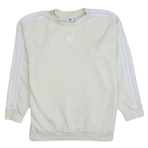 Adidas Women Beige Crew Neck Pullover Sweatshirt Size 10