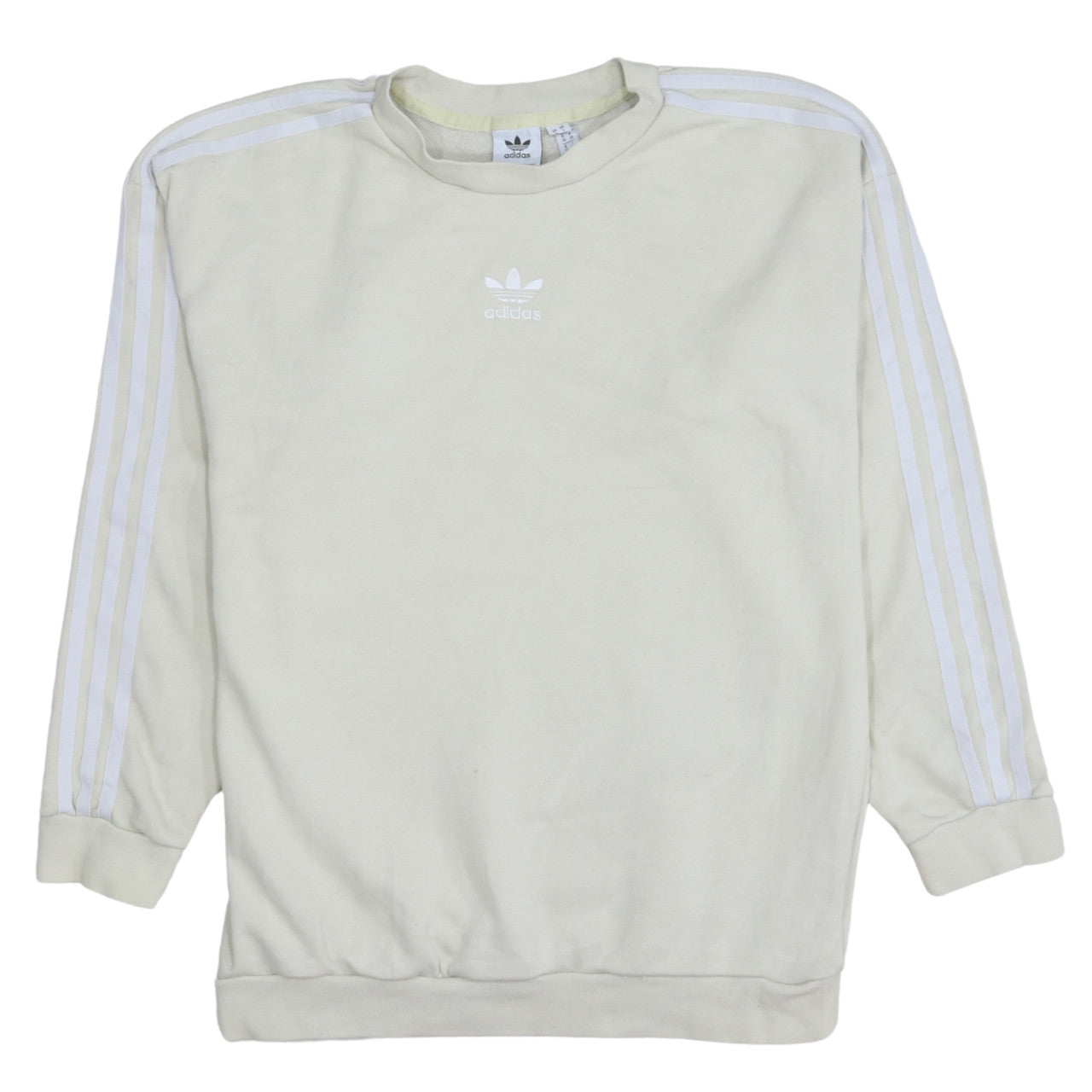 Adidas Women Beige Crew Neck Pullover Sweatshirt Size 10