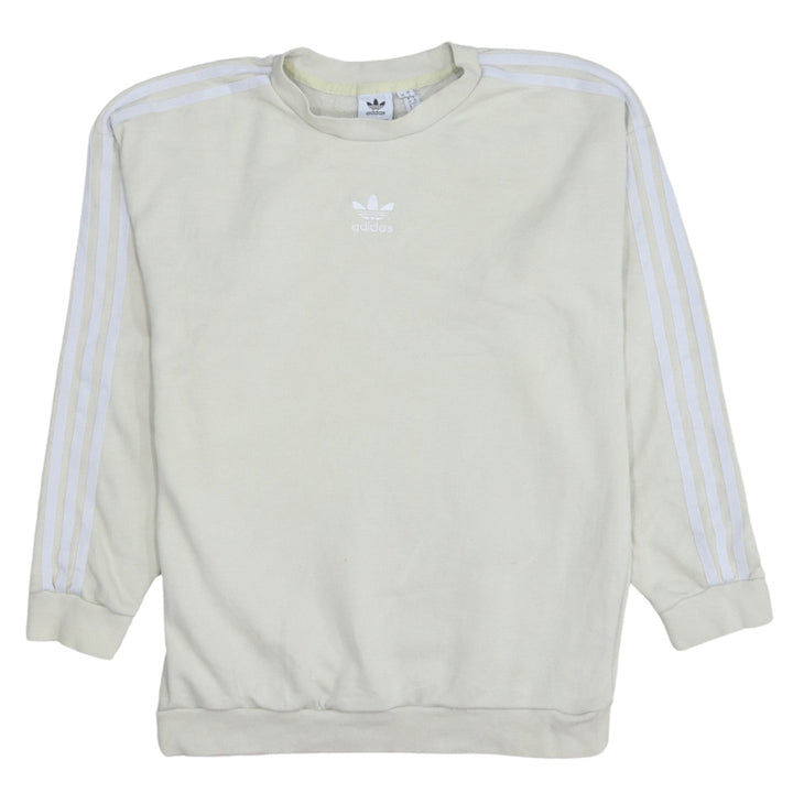Adidas Women Beige Crew Neck Pullover Sweatshirt Size 10