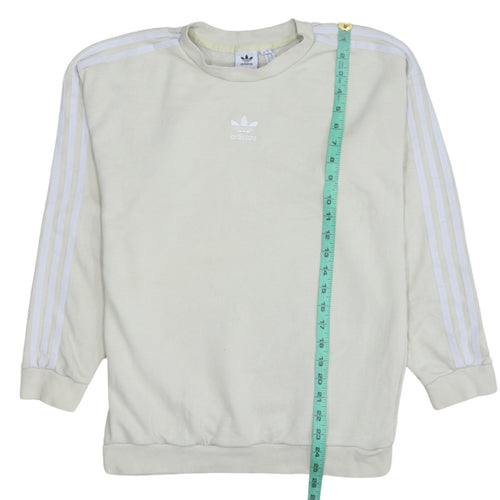 Adidas Women Beige Crew Neck Pullover Sweatshirt Size 10