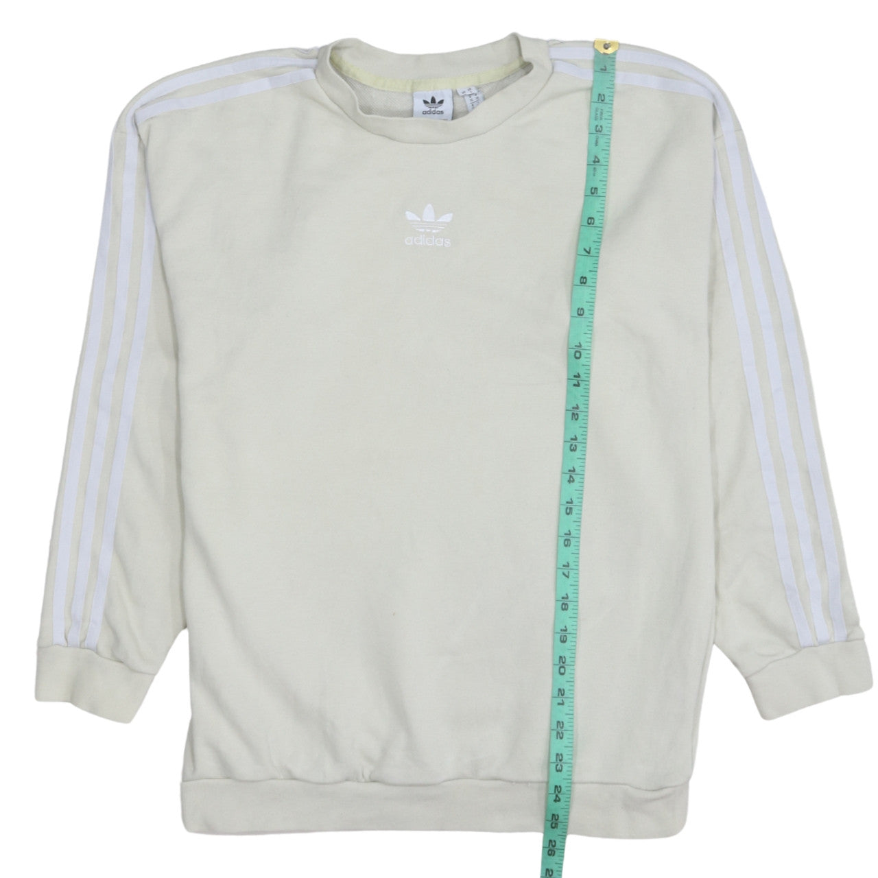 Adidas Women Beige Crew Neck Pullover Sweatshirt Size 10