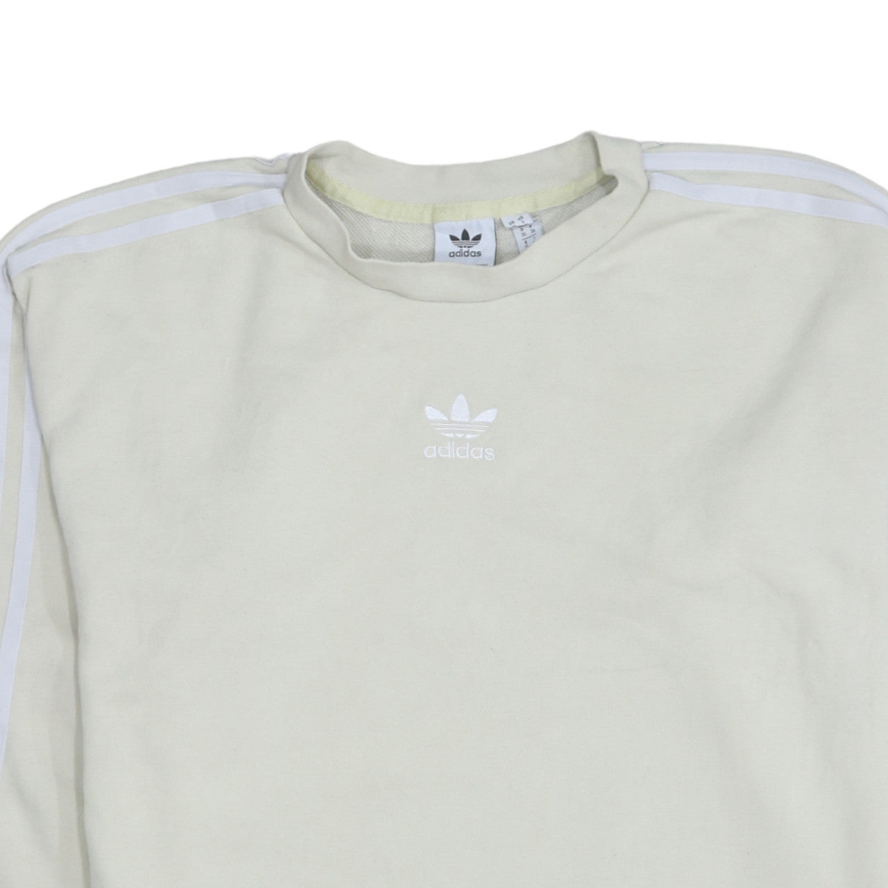 Adidas Women Beige Crew Neck Pullover Sweatshirt Size 10