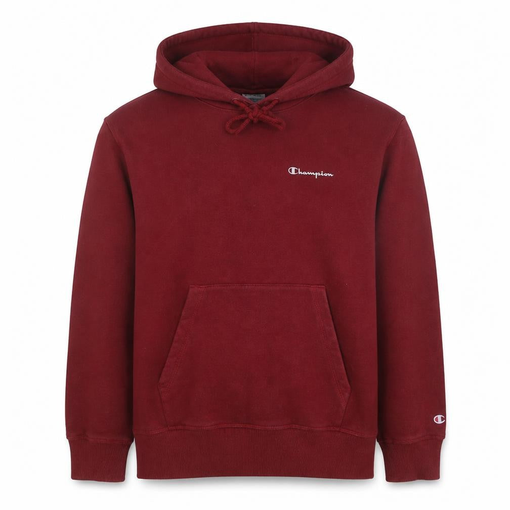 Front view of Champion Men's Red Pullover Hoodie Medium Regular Fit Logo