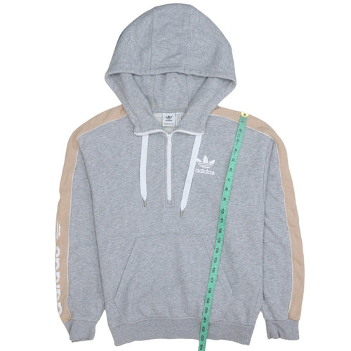 Adidas Women Grey Beige 1/2 Zip Hooded Sweatshirt Size XS UK 6