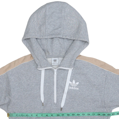 Adidas Women Grey Beige 1/2 Zip Hooded Sweatshirt Size XS UK 6