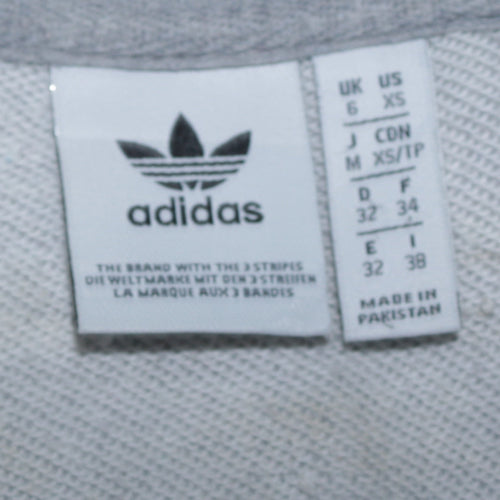 Adidas Women Grey Beige 1/2 Zip Hooded Sweatshirt Size XS UK 6