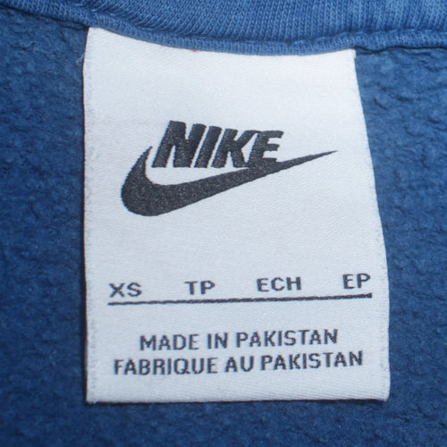 Nike Men's Blue XS Pullover Hoodie Embroidered Logo Sportswear