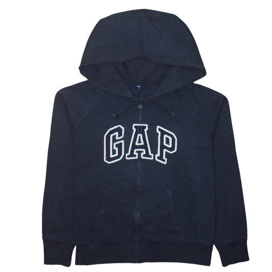 Gap Men's Blue Full Zip Hoodie Size L Regular Fit Fleece Logo Sweatshirt