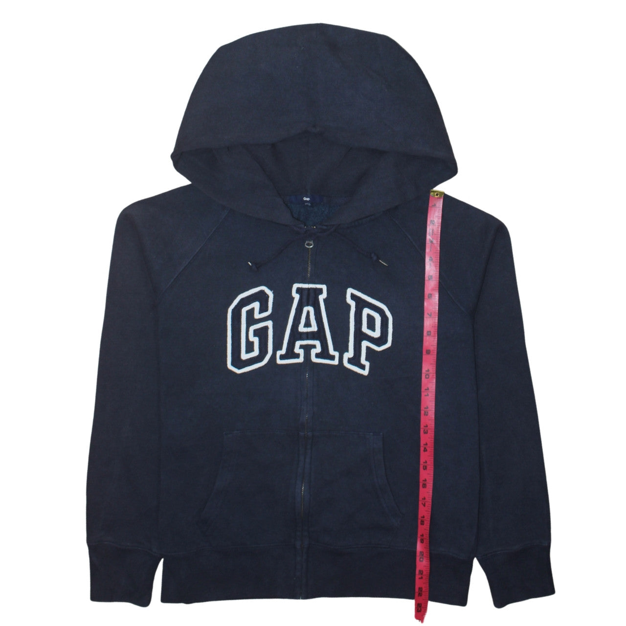 Gap Men's Blue Full Zip Hoodie Size L Regular Fit Fleece Logo Sweatshirt