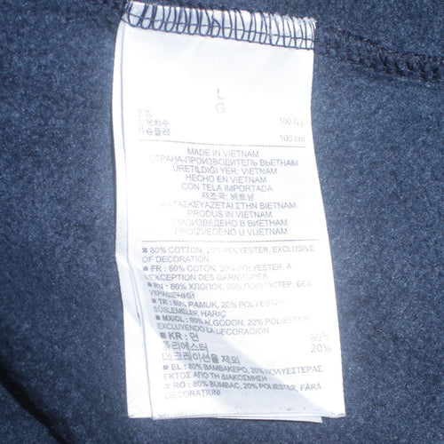 Gap Men's Blue Full Zip Hoodie Size L Regular Fit Fleece Logo Sweatshirt