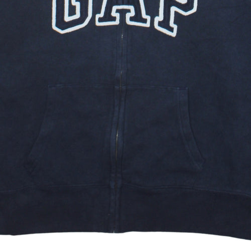 Gap Men's Blue Full Zip Hoodie Size L Regular Fit Fleece Logo Sweatshirt