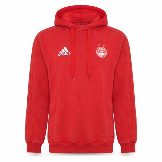 Front view of Adidas Men Red Aberdeen FC Hoodie Small Pullover Sports Style