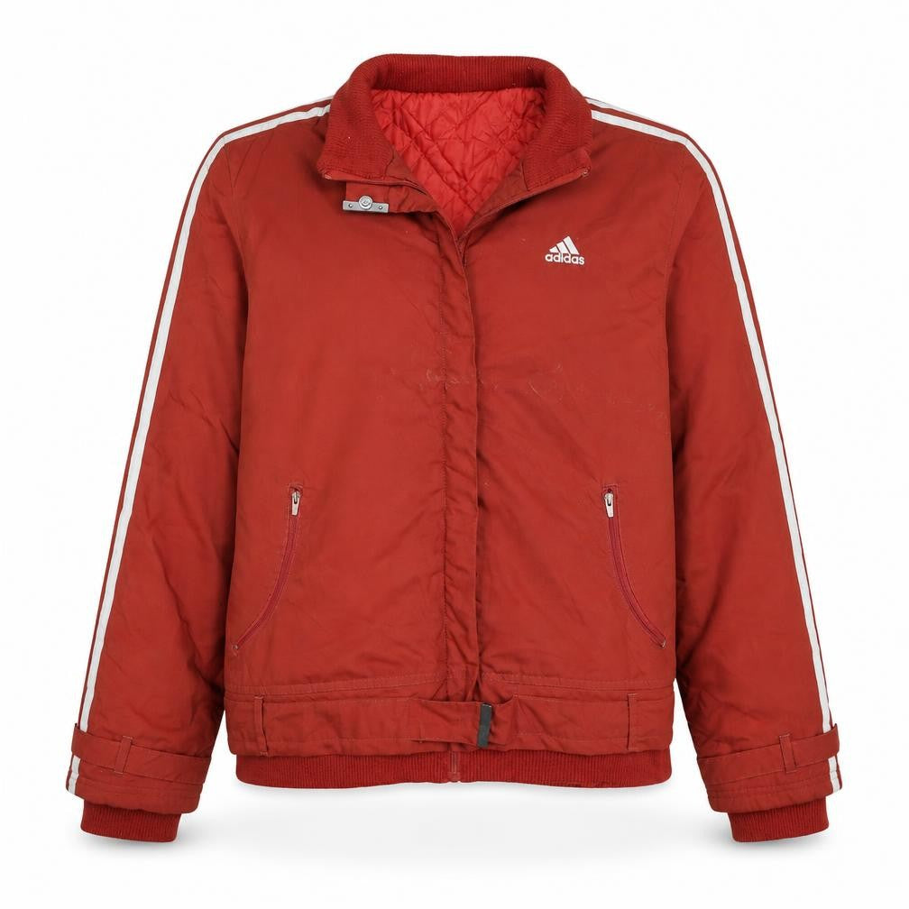 Front view of adidas Men Red Bomber Jacket XL Polyester Lined Sportswear