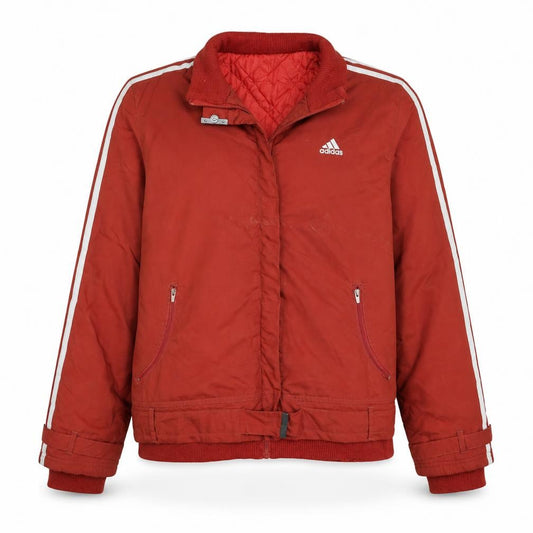 Front view of adidas Men Red Bomber Jacket XL Polyester Lined Sportswear