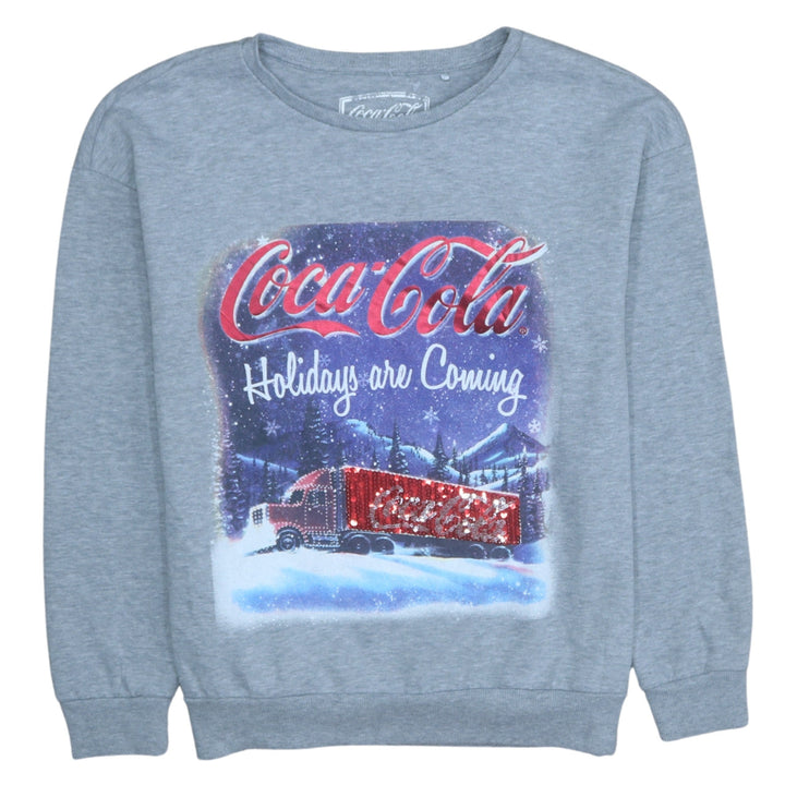 George Women Grey Coca-Cola Christmas Sequin Sweatshirt UK 12-14