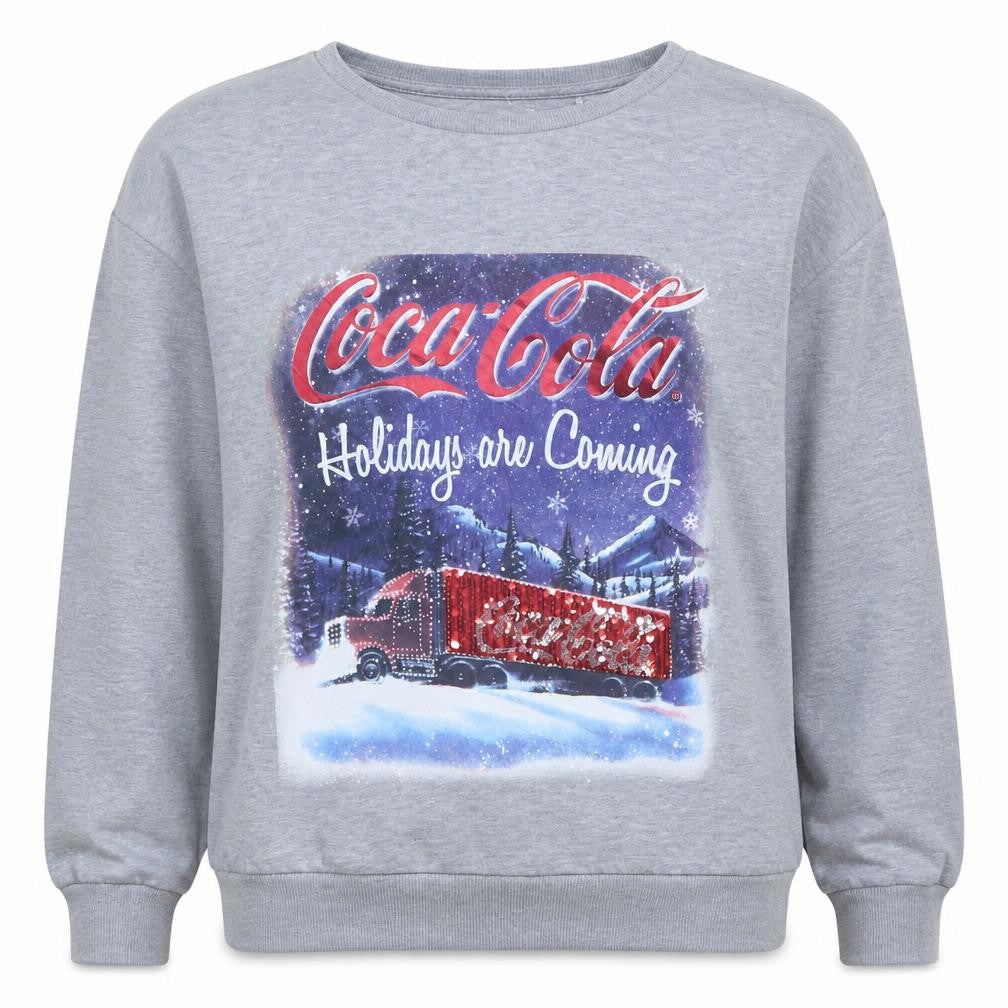 George Women Grey Coca-Cola Christmas Sequin Sweatshirt UK 12-14