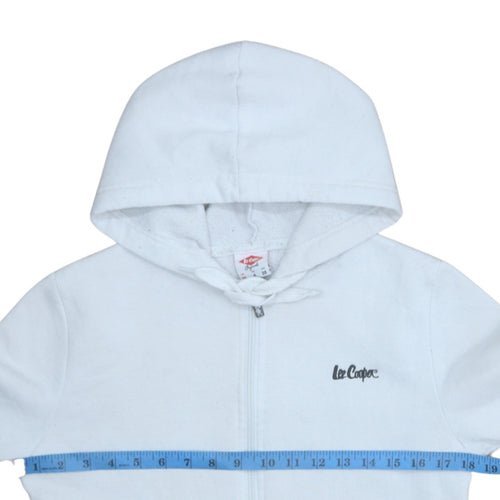 Lee Cooper Women's White Full Zip Hoodie Size 10 UK Cotton Blend Casual