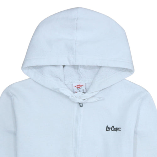 Lee Cooper Women's White Full Zip Hoodie Size 10 UK Cotton Blend Casual
