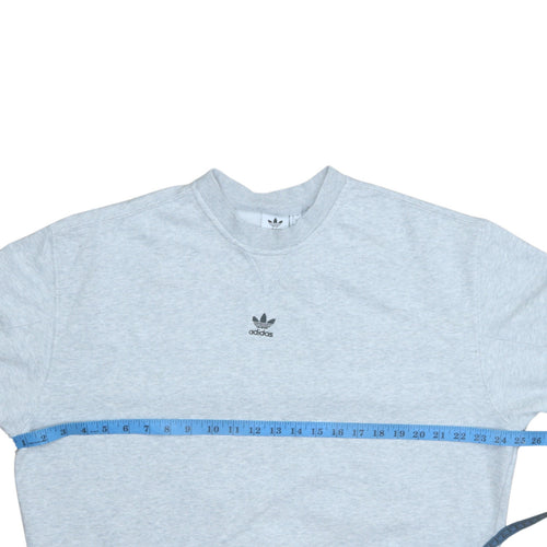 Adidas Women Grey Crew Neck Pullover Sweatshirt Size 10
