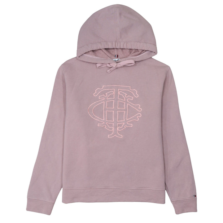 Tommy Hilfiger Womens Pink Pullover Hoodie S 100% Cotton Embroidered Logo