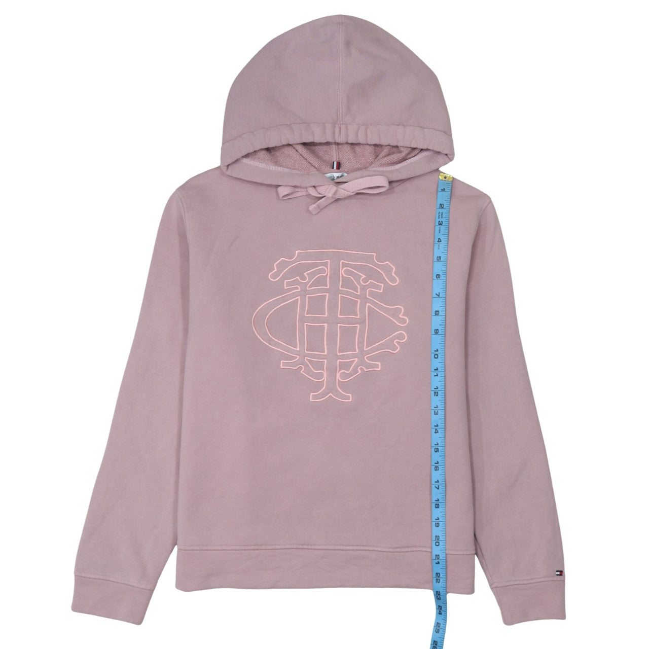 Tommy Hilfiger Womens Pink Pullover Hoodie S 100% Cotton Embroidered Logo