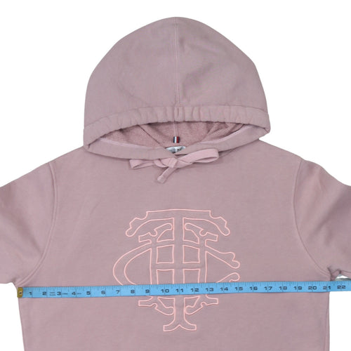 Tommy Hilfiger Womens Pink Pullover Hoodie S 100% Cotton Embroidered Logo