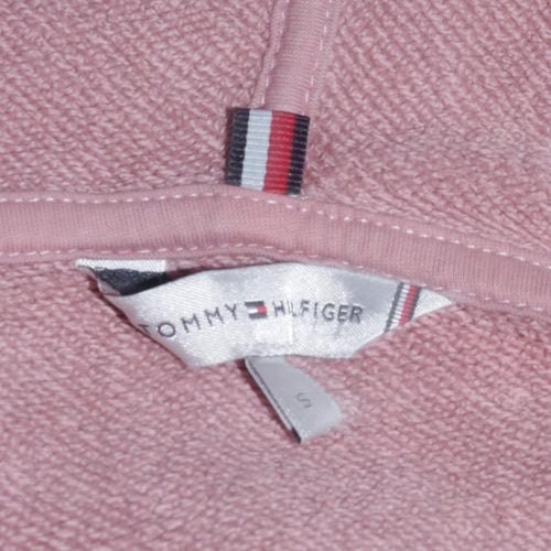 Tommy Hilfiger Womens Pink Pullover Hoodie S 100% Cotton Embroidered Logo