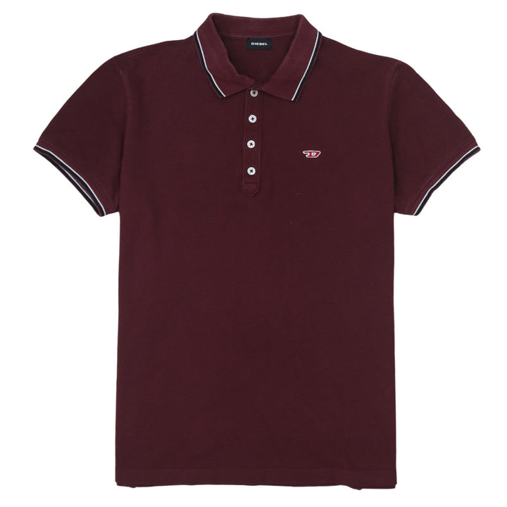 Diesel Men’s Red Cotton Polo Shirt Size L Short Sleeve Classic Fit