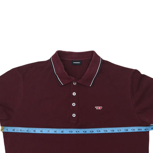 Diesel Men’s Red Cotton Polo Shirt Size L Short Sleeve Classic Fit