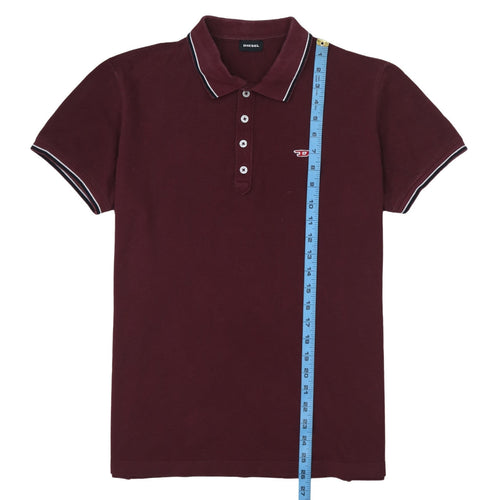 Diesel Men’s Red Cotton Polo Shirt Size L Short Sleeve Classic Fit