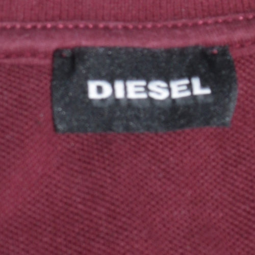 Diesel Men’s Red Cotton Polo Shirt Size L Short Sleeve Classic Fit