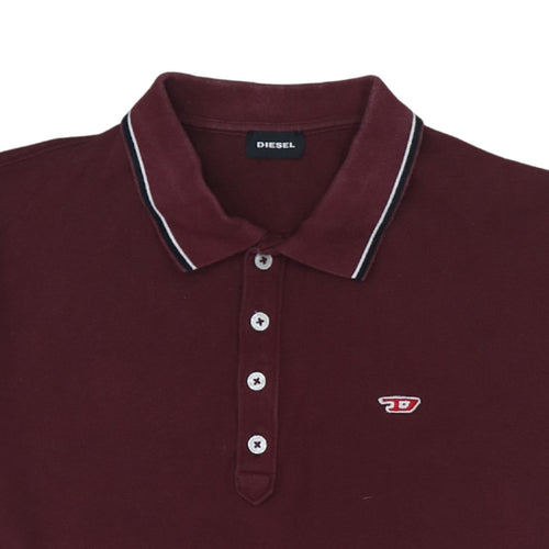 Diesel Men’s Red Cotton Polo Shirt Size L Short Sleeve Classic Fit