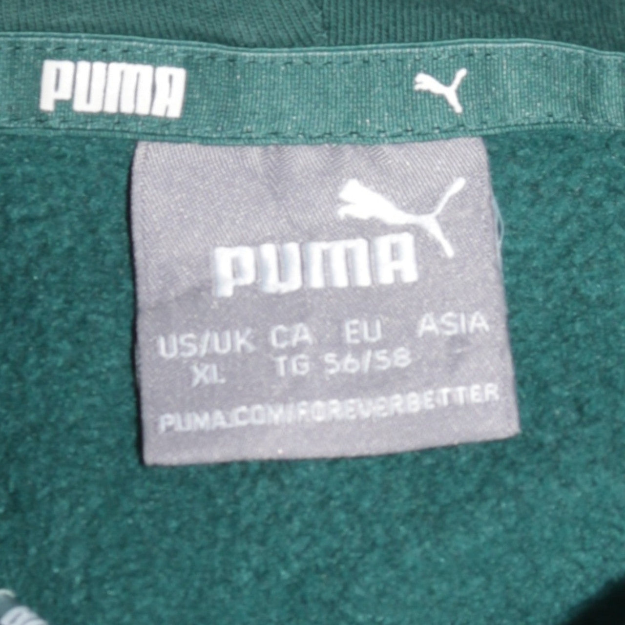 Puma Men's Green XL Pullover Hoodie Fleece Logo Sweatshirt