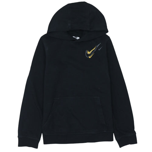 Nike Boys Black Pullover Hoodie Size L (147-158cm) Logo Print Sweatshirt