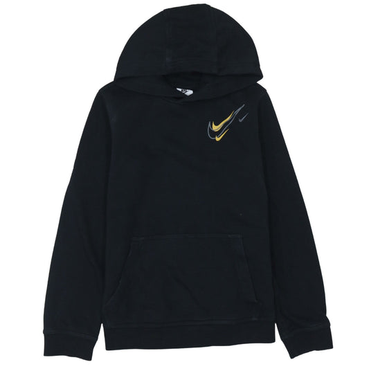 Nike Boys Black Pullover Hoodie Size L (147-158cm) Logo Print Sweatshirt