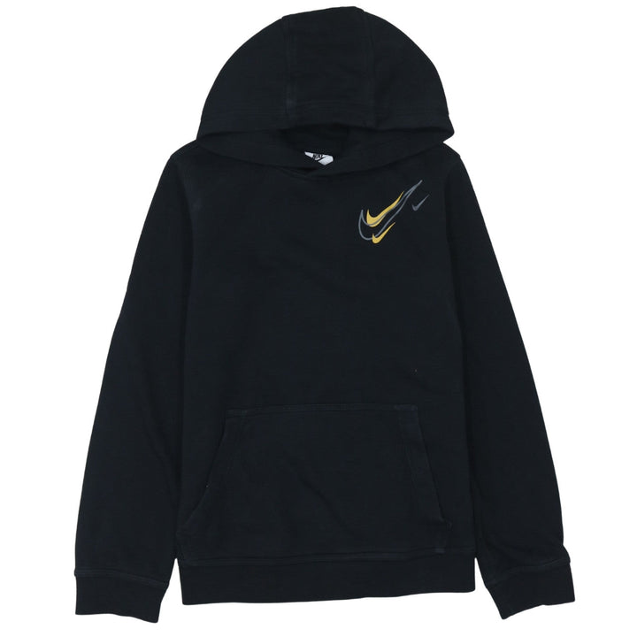 Nike Boys Black Pullover Hoodie Size L (147-158cm) Logo Print Sweatshirt