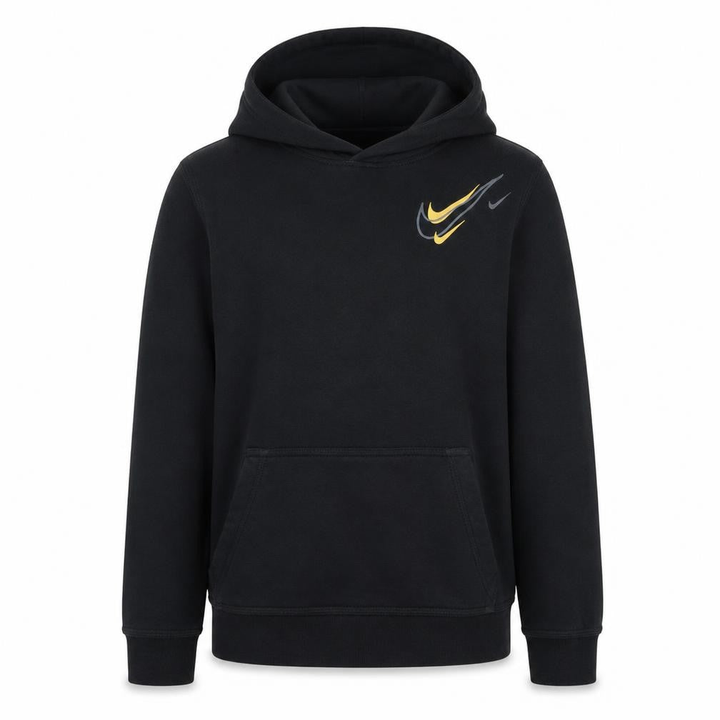 Nike Boys Black Pullover Hoodie Size L (147-158cm) Logo Print Sweatshirt