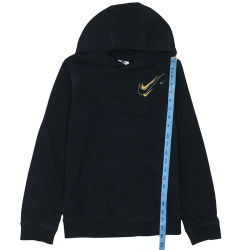 Nike Boys Black Pullover Hoodie Size L (147-158cm) Logo Print Sweatshirt