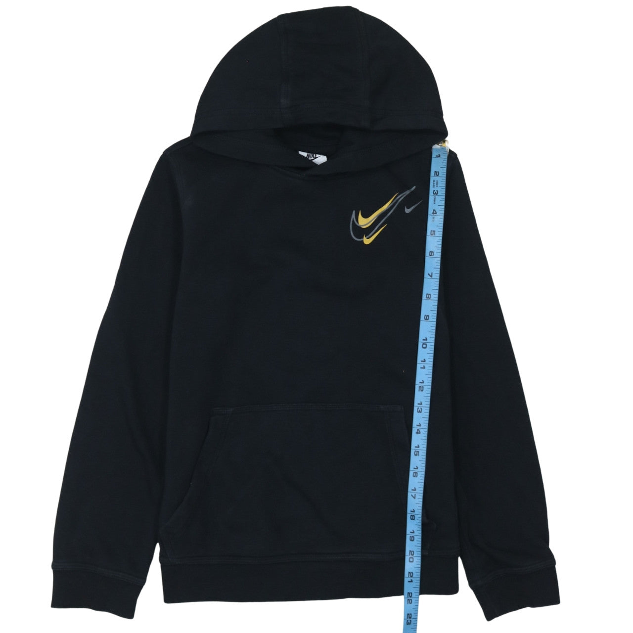 Nike Boys Black Pullover Hoodie Size L (147-158cm) Logo Print Sweatshirt