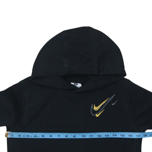 Nike Boys Black Pullover Hoodie Size L (147-158cm) Logo Print Sweatshirt