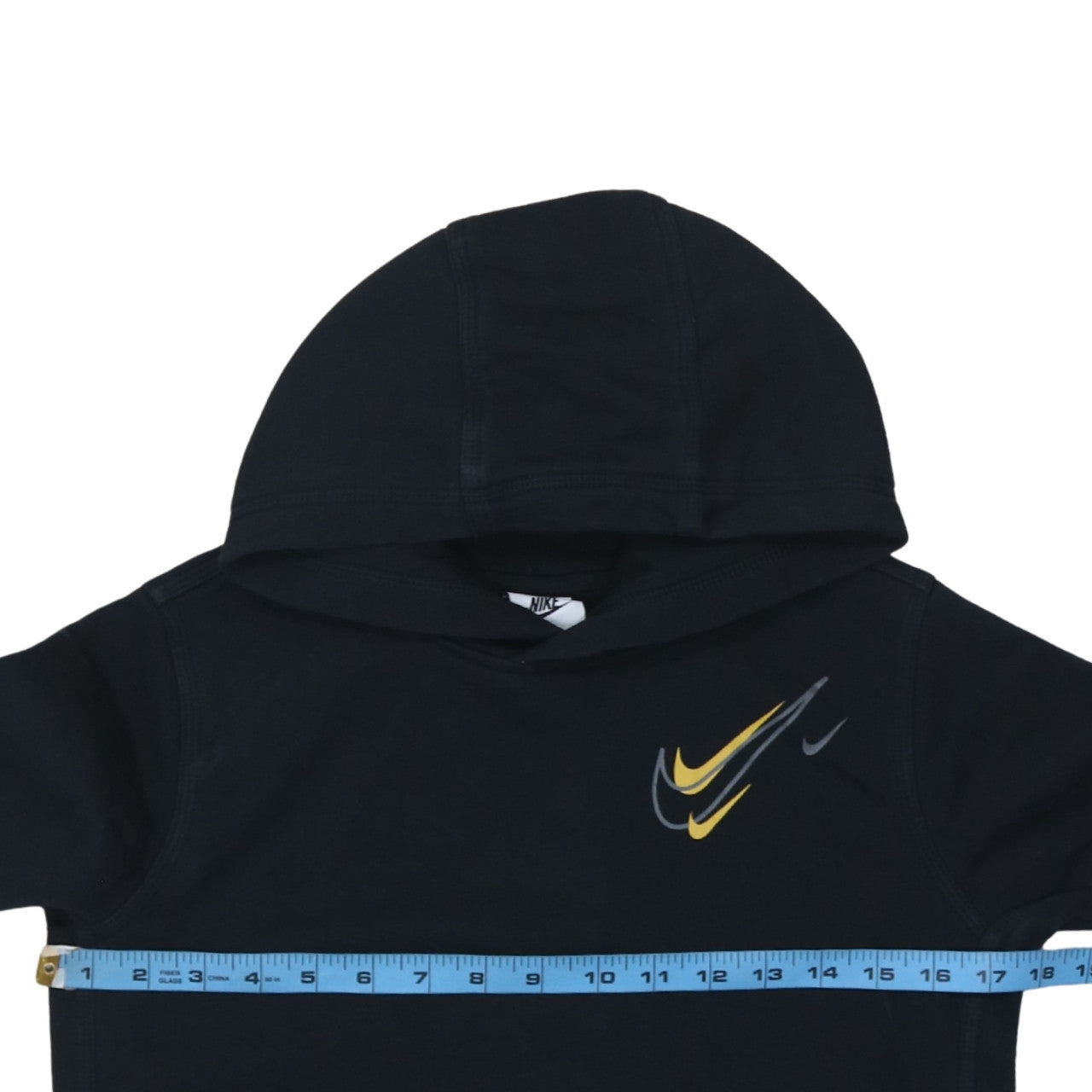 Nike Boys Black Pullover Hoodie Size L (147-158cm) Logo Print Sweatshirt